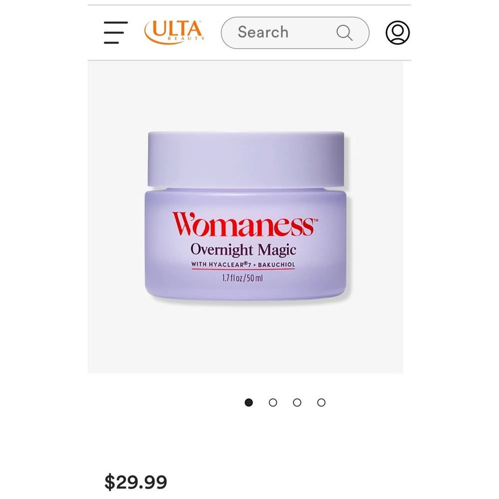 Womaness Overnight Magic Nighttime Repair Cream 1.7oz Bakuchiol Hyaclear 7